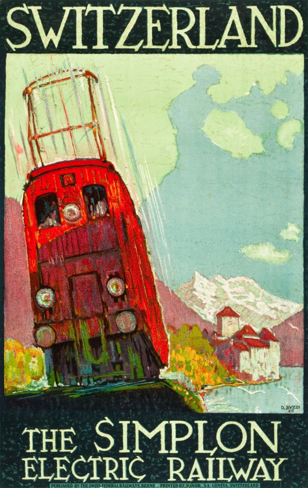 The Simplon Electric Railway, Switzerland Travel Poster  Print